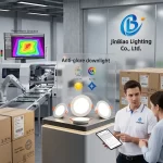 Personnel from Jinbiao Lighting Company are discussing the light spectrum.